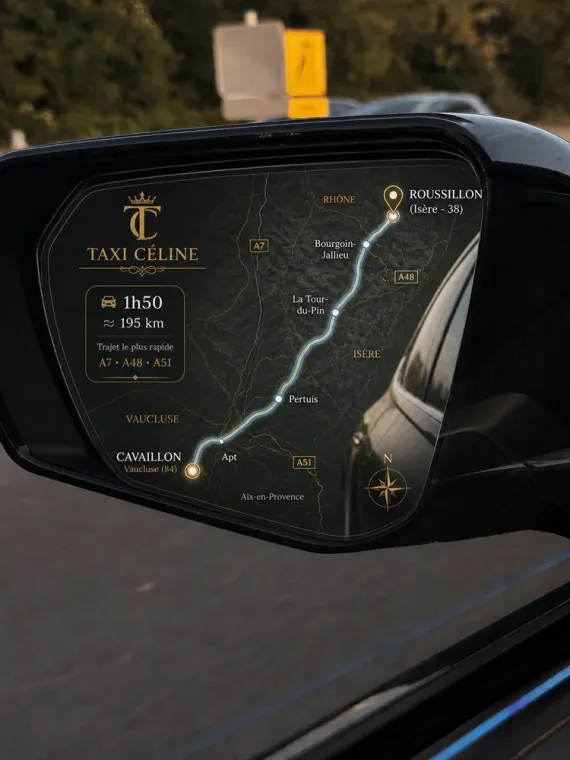 Transport de Cavaillon à Roussillon pour une assistance : panne, accident taxi Céline vous rapatrie, Cavaillon, Taxi Céline
